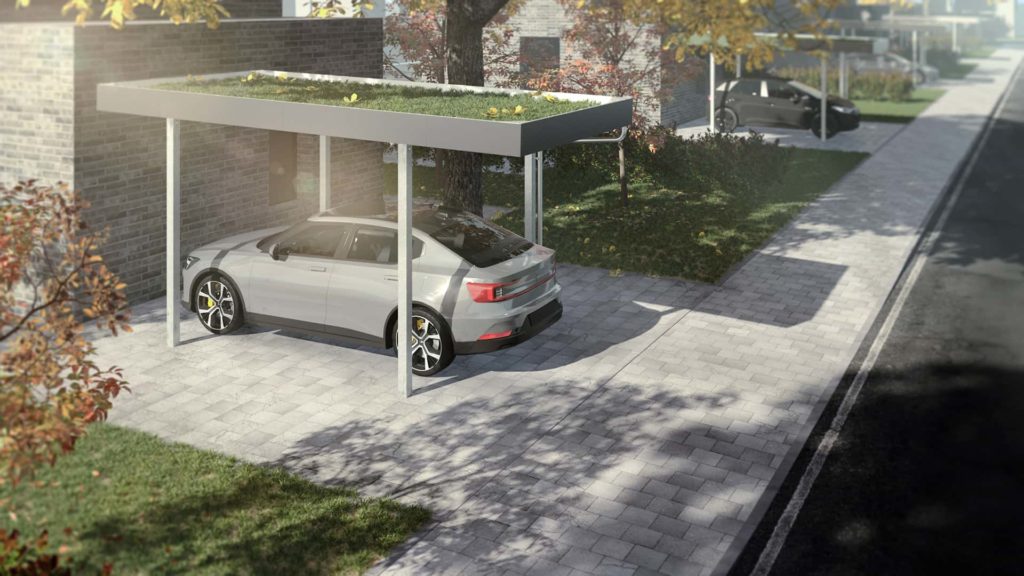 Käuferle table carport, greened by green roof structure